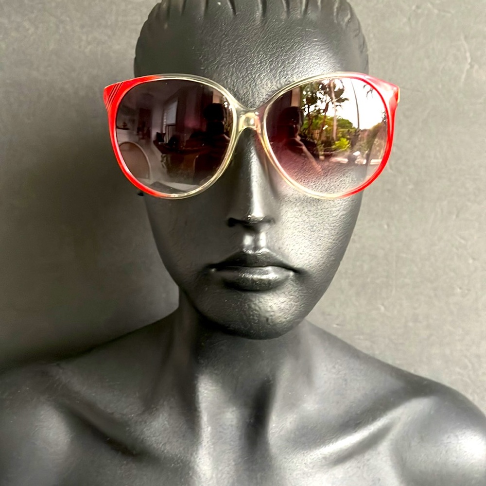 Vintage 80's Oversized Red Pink Gradient Tint Sunglasses